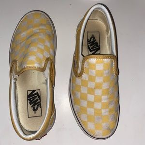 yellow checkered slip on vans